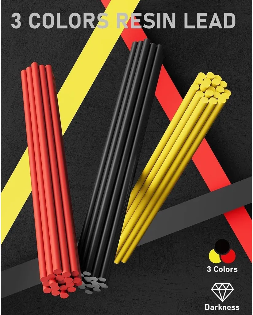 Set Matite Meccaniche Metallo Professionali: 48 Mine, Astuccio e Gomme - 2