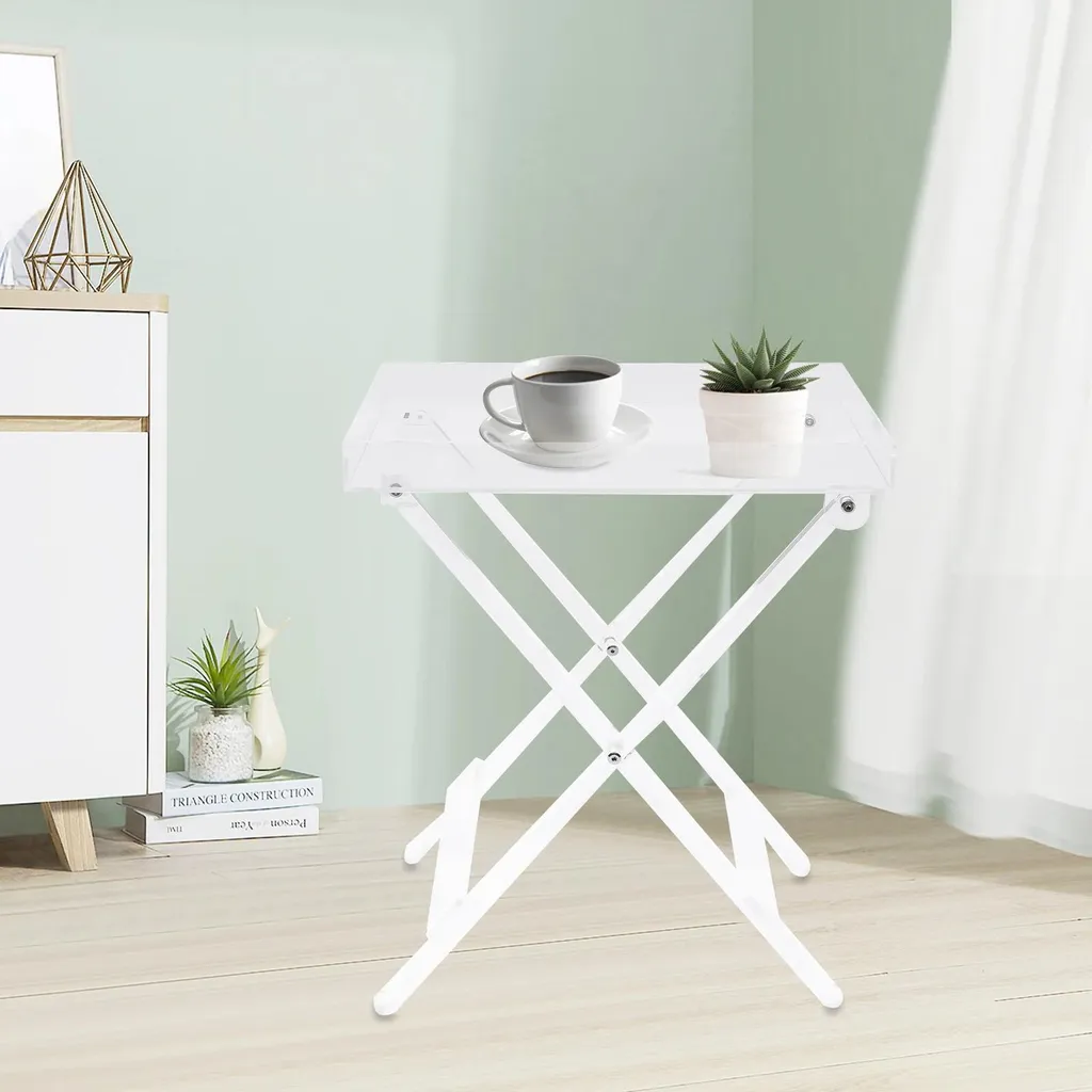 Table de lit pliable en acrylique - Bureau mobile transparent compact - 3
