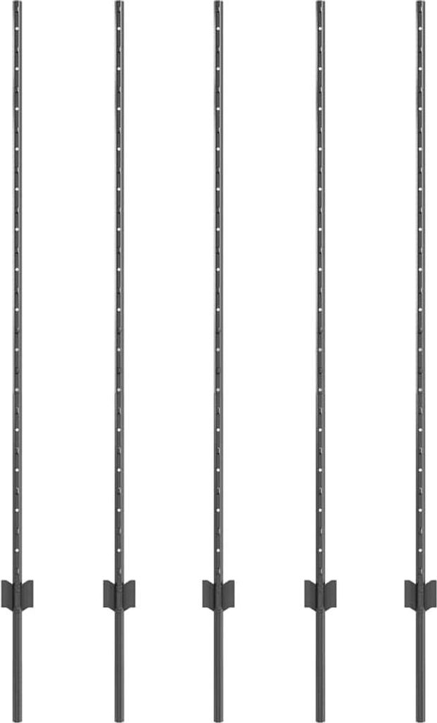 vidaXL Zaunpfosten 5 pcs Grau 140 cm Stahl