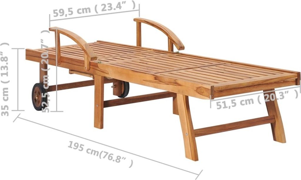 vidaXL Leżak ze stolikiem i poduszką z litego drewna Zdjęcie produktu 15