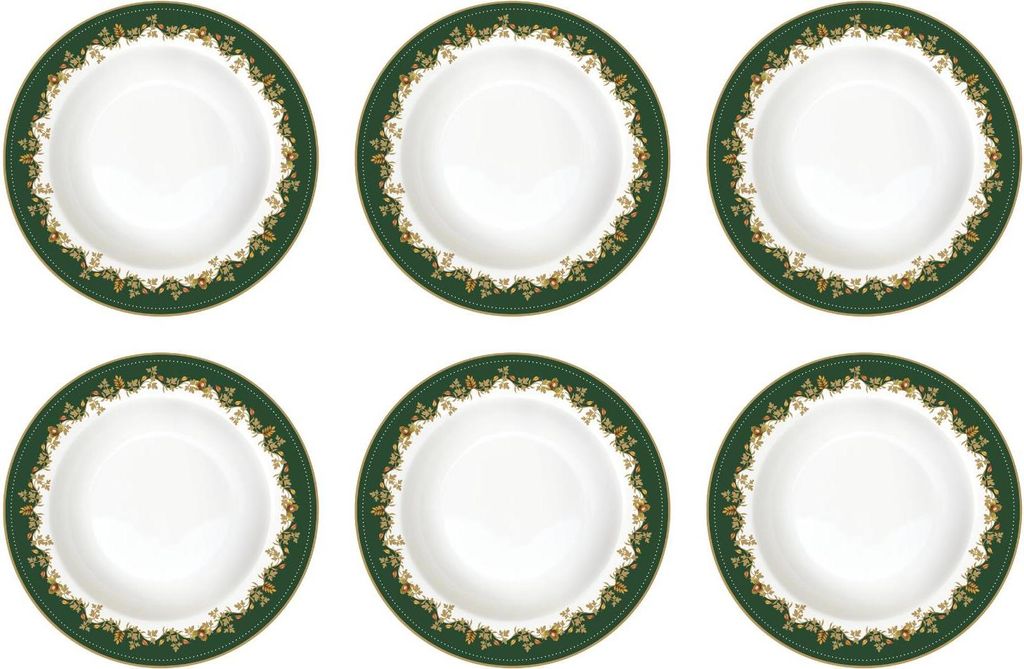 6er Set Suppenteller Forest Dream mit Blätterranken 21,5cm Porzellan Easy Life