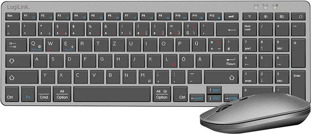 LogiLink Dual-Mode Desktop-Set sans fil gris anthracite pour PC et Mac