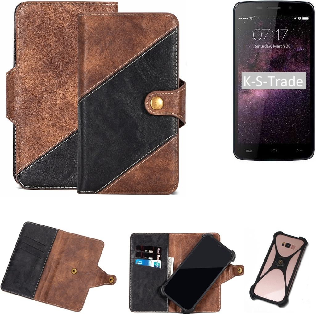 K-S-Trade Handy Hülle Schutz Hülle Schutzhülle Bookstyle Case kompatibel mit Homtom HT17 Handy Cover Hülle Schutztasche 1x
