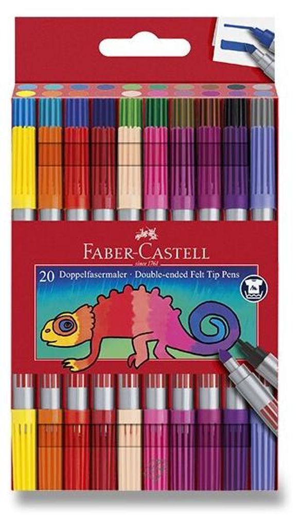 Długopisy FABER-CASTELL z podwójną fibrową końcówką, 20 Zdjęcie produktu 