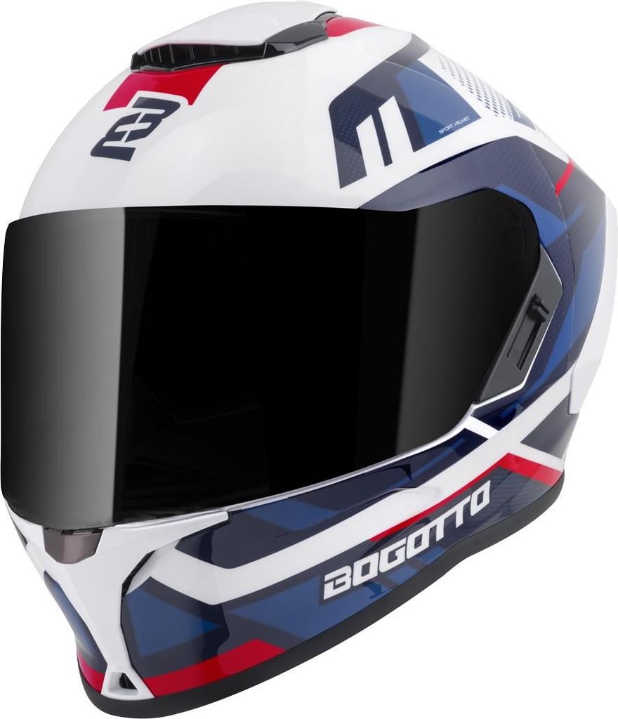 Bogotto Phantom Codex Fiberglass Helm, weiß/blau/rot, XS