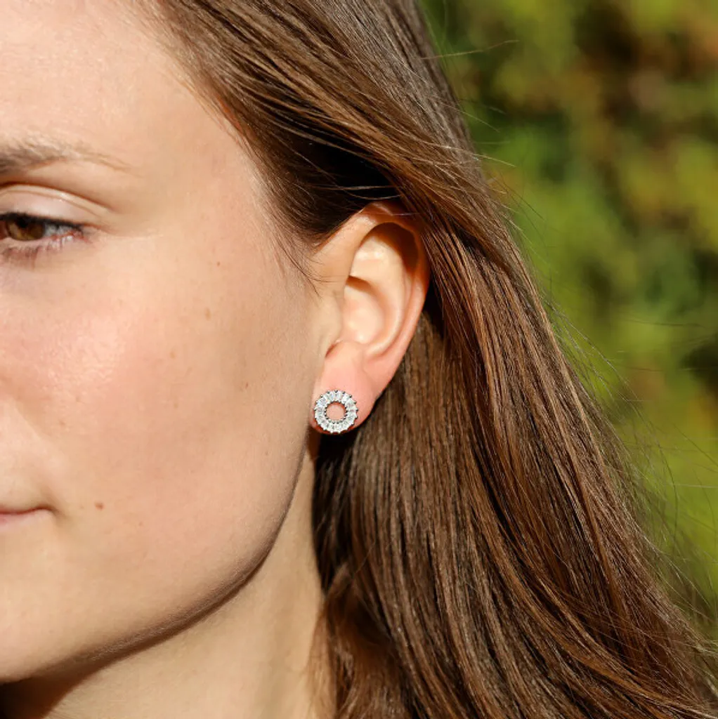 YOURDORA Orecchini A Cerchio In Argento 925 Con Zirconi | Diametro 19mm, Placcato Oro Bianco/Rosa, Ipoallergenici - 2