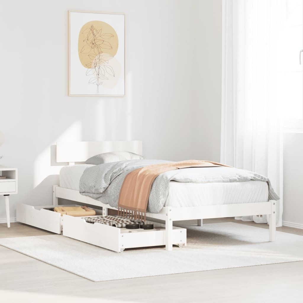 Maison Exclusive - Massivholzbett ohne Matratze Weiß 75x190 cm Kiefernholz