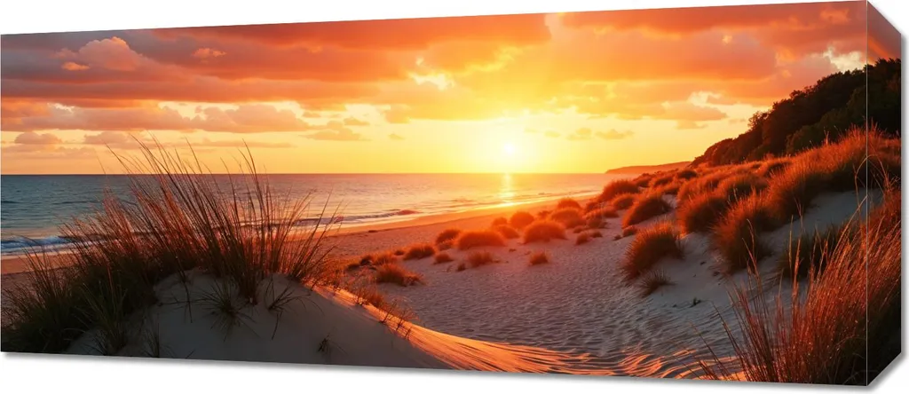 Décoration Murale Panorama Plage et Coucher de Soleil sur Toile 70x30