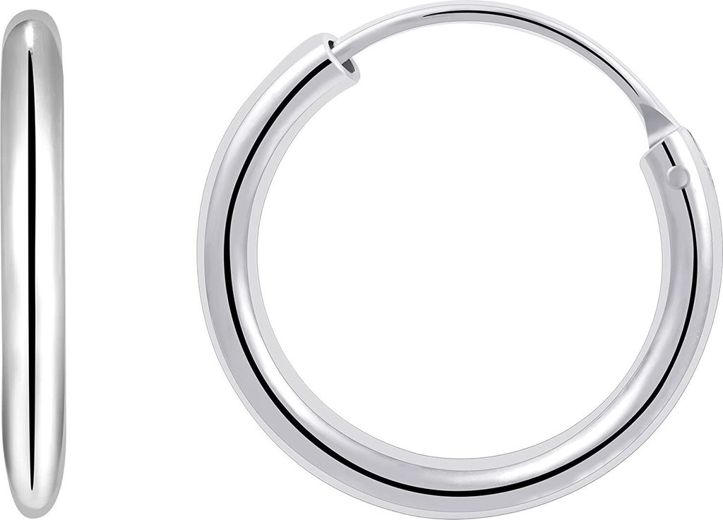Karisma 1 Paar Klassisch Damen Creolen 925 Sterling Silber Stärke 2mm CR-PA103 Größe 16mm Farbwahl - Silber Rhodiniert