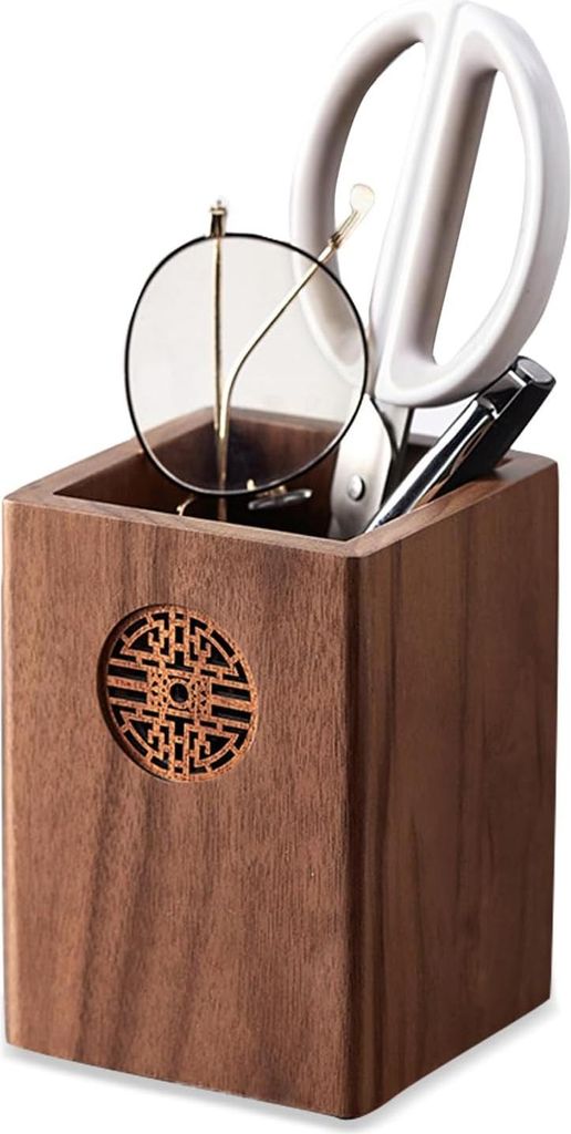 Holz-Stifthalter - handgefertigte quadratische Aufbewahrungsbox für den Schreibtisch - geeignet für Schrein und Make-up-Pinsel - ideal für das B...
