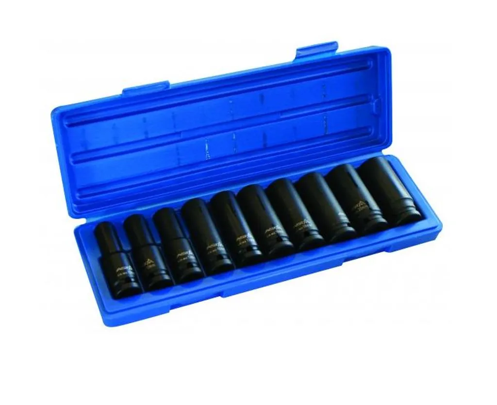 Coffret de 10 Douilles Longues ASTA 1/2 Pouce en Acier de 10 à 24 mm