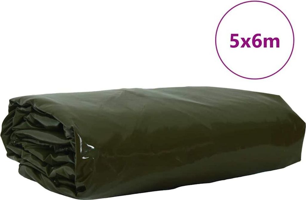 vidaXL Plane 650g / m² Olive Grün 5 x 6 m Canvas mit PVC-Beschichtung