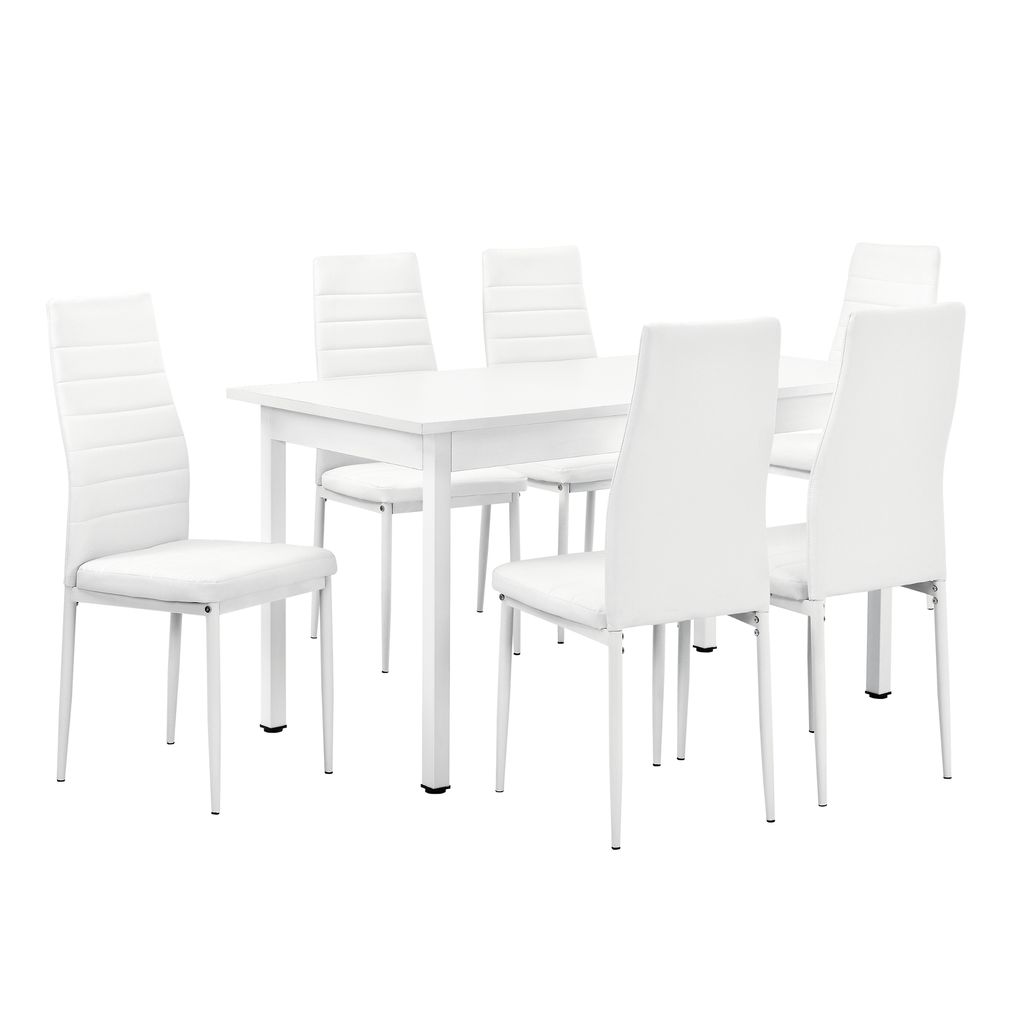 en.casa ® Esstisch mit 6 Stühlen schwarz 140x60cm Küchentisch Esszimmertisch 
