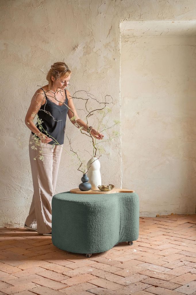 MIUFORM Miuf Pouf - Sitzpouf - 82x66cm - Salbei - Fußablage Hocker Sitzhocker