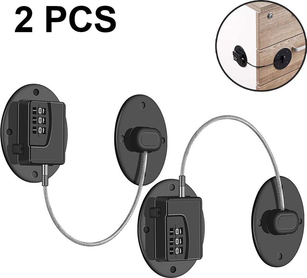 2er-Pack Kühlschrankschloss – Robustes Zahlenschloss, Kindersicherung für Schränke, Schubladen, Fenster und mehr, einfache Installation und Be...