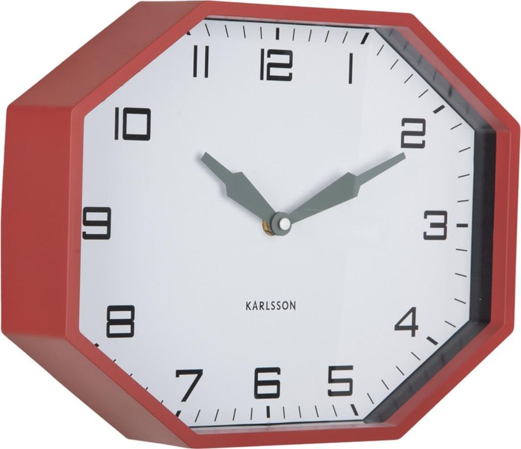 Karlsson - Wanduhr Modern Factory Octagon - Rot - 32x32x26cm