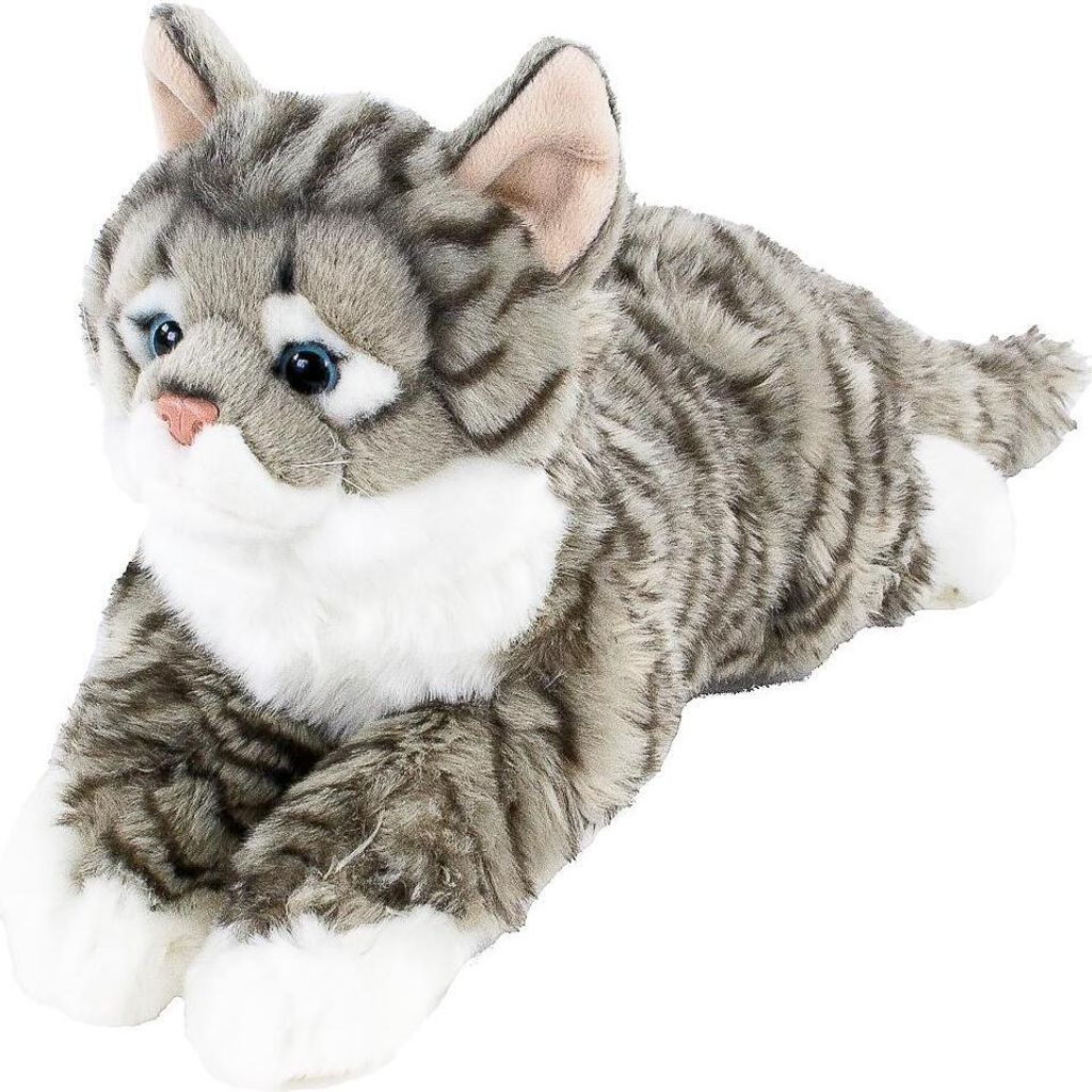 Kuscheltier Katze liegend grau 40 cm Plüschkatze Uni-Toys