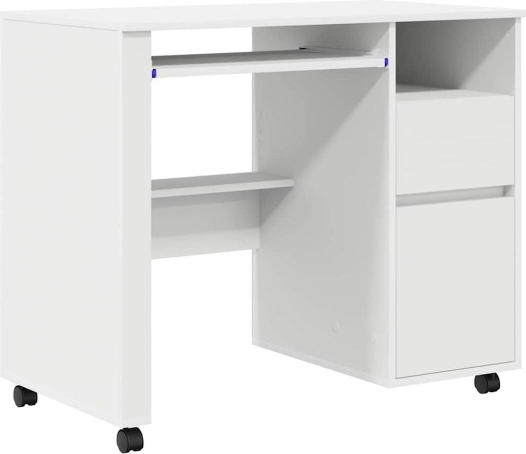 Tisch mit Rädern mit Regal Weiß 91 x 50 x 77 cm Holzwerkstoff