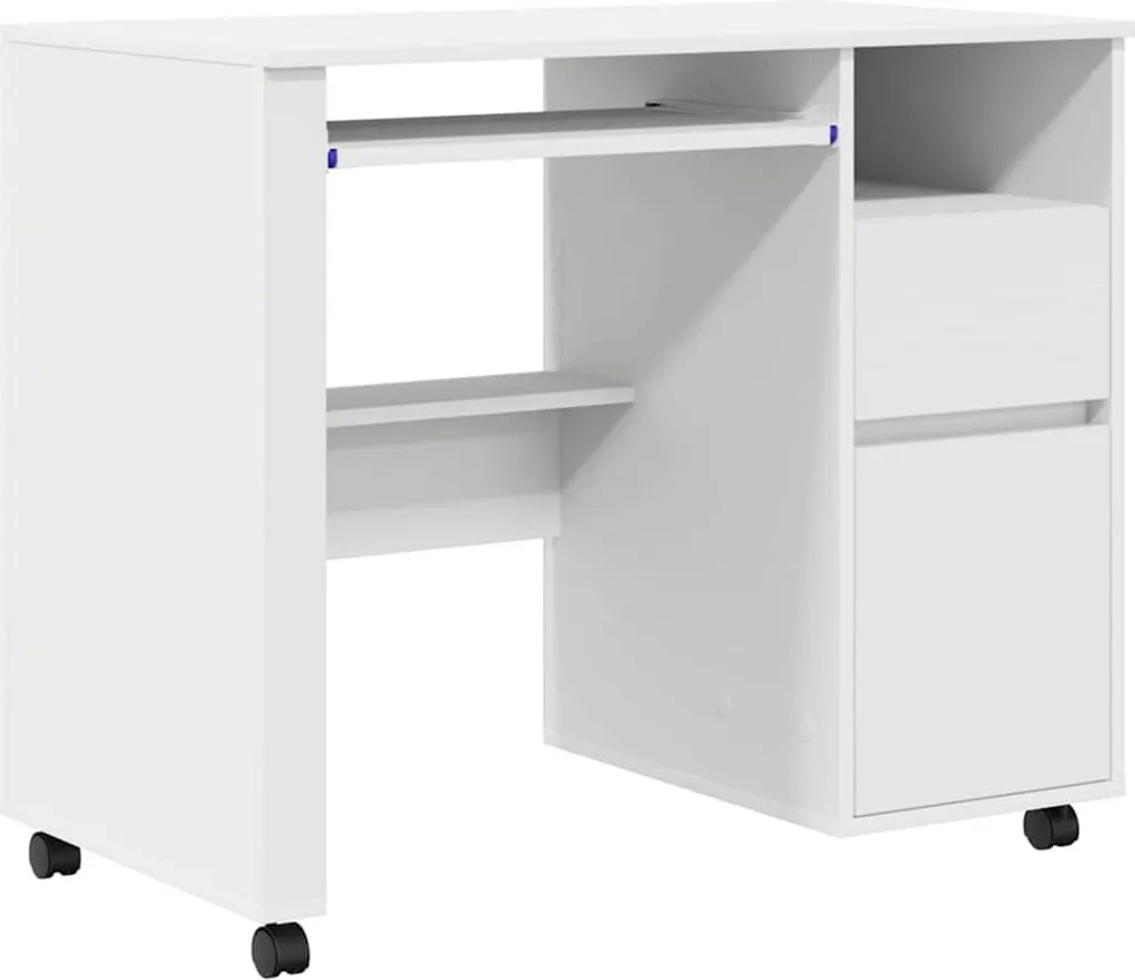 vidaXL Tavolo con ruote con ripiano Bianco 91 x 50 x 77 cm Materiale a base di legno