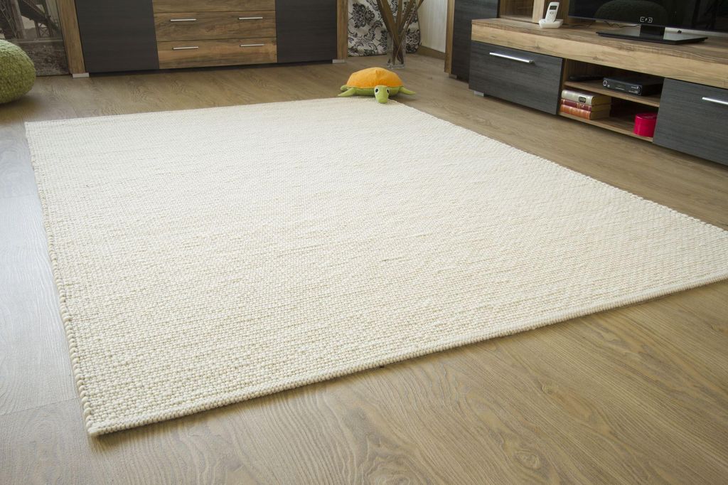 Murnau Handwebteppich - aus nachhaltiger, deutscher Produktion - gewalkt - weiß, Größe: 130x200 cm