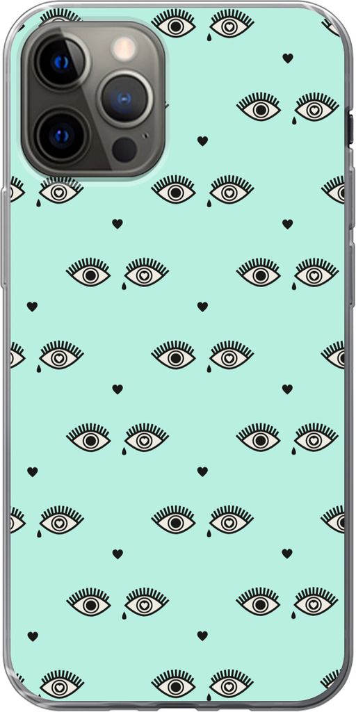 MuchoWow Handyhülle Schutzhülle Hülle für Telefoonhoesje iPhone 13 Pro Mädchen - Augen - Herzen - Muster - Mädchen - Kinder - Kinder Siliko...