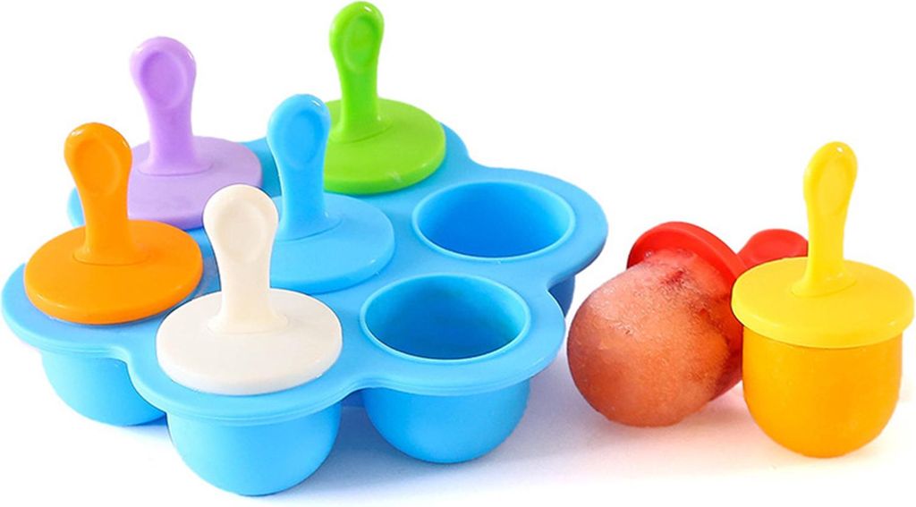 Silikon-Eiscremeform mit 7 Löchern, leicht zu lösen und zu reinigen, multifunktionale DIY-Eisformen für Stieleis, BPA-frei, lebensmittelechtes E...