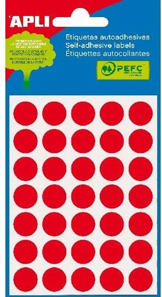 Etichette Rosse Circolari Apli - Marking Dots Permanenti 19mm - 2
