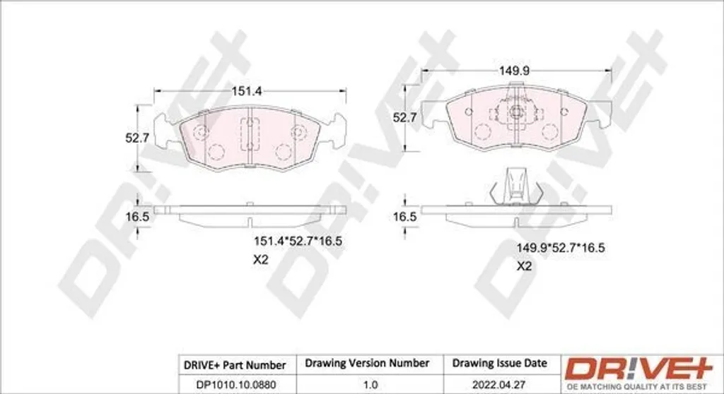 Plaquettes de frein avant pour Fiat Doblo : Remplacement OE 71770964 Dr!ve+