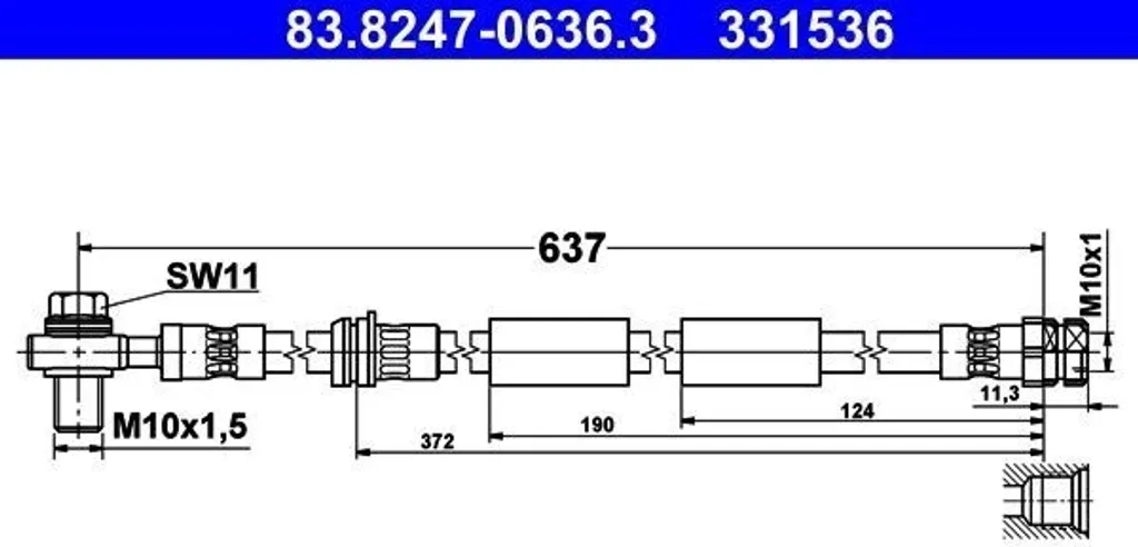 Flexible de frein ATE 83.8247-0636.3 compatible avec OE 5Q0 611 701 C