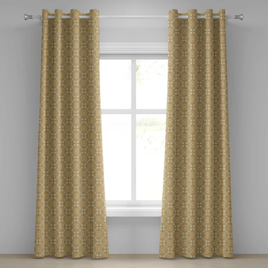 Rideau pour salon beige crème décor fleurs damassées vintage 280x175
