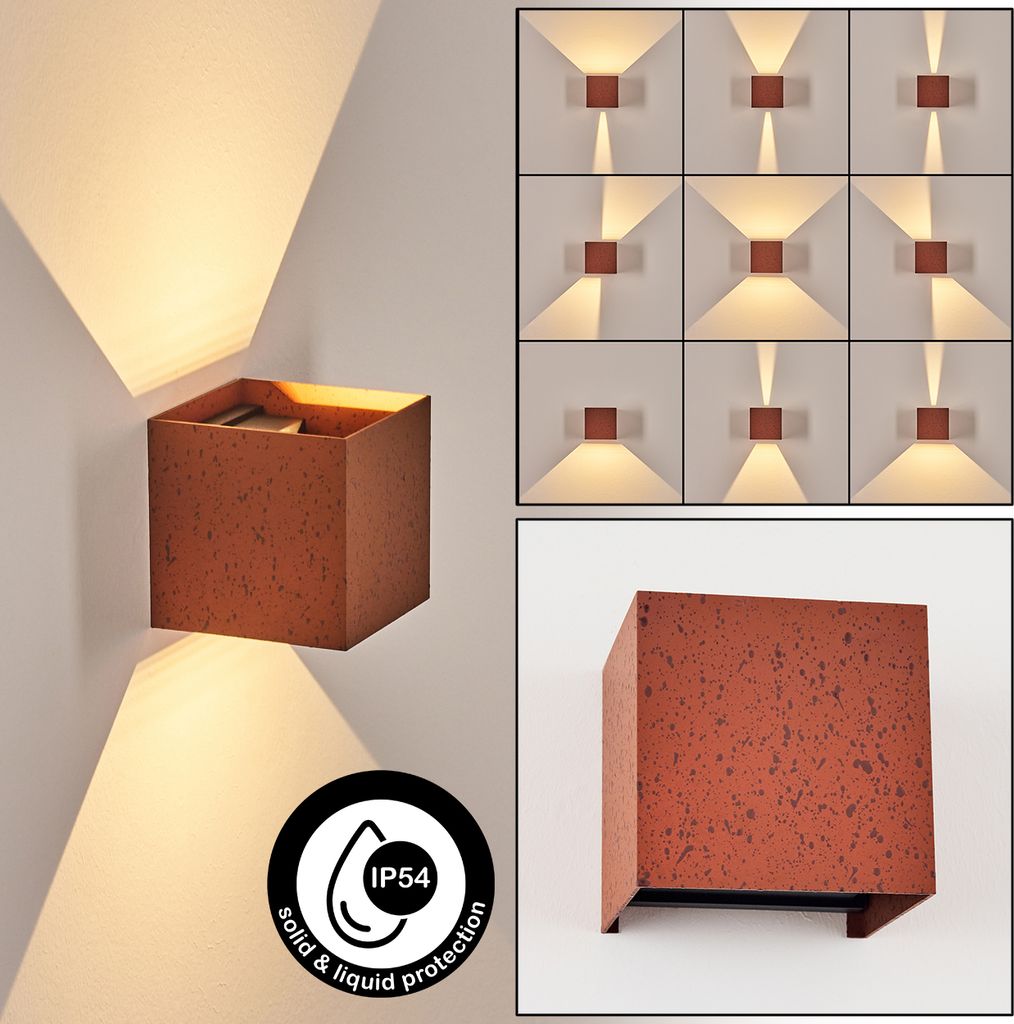 Salbertand Wandlampe aus Metall in Rostfarben/Gesprenkelt