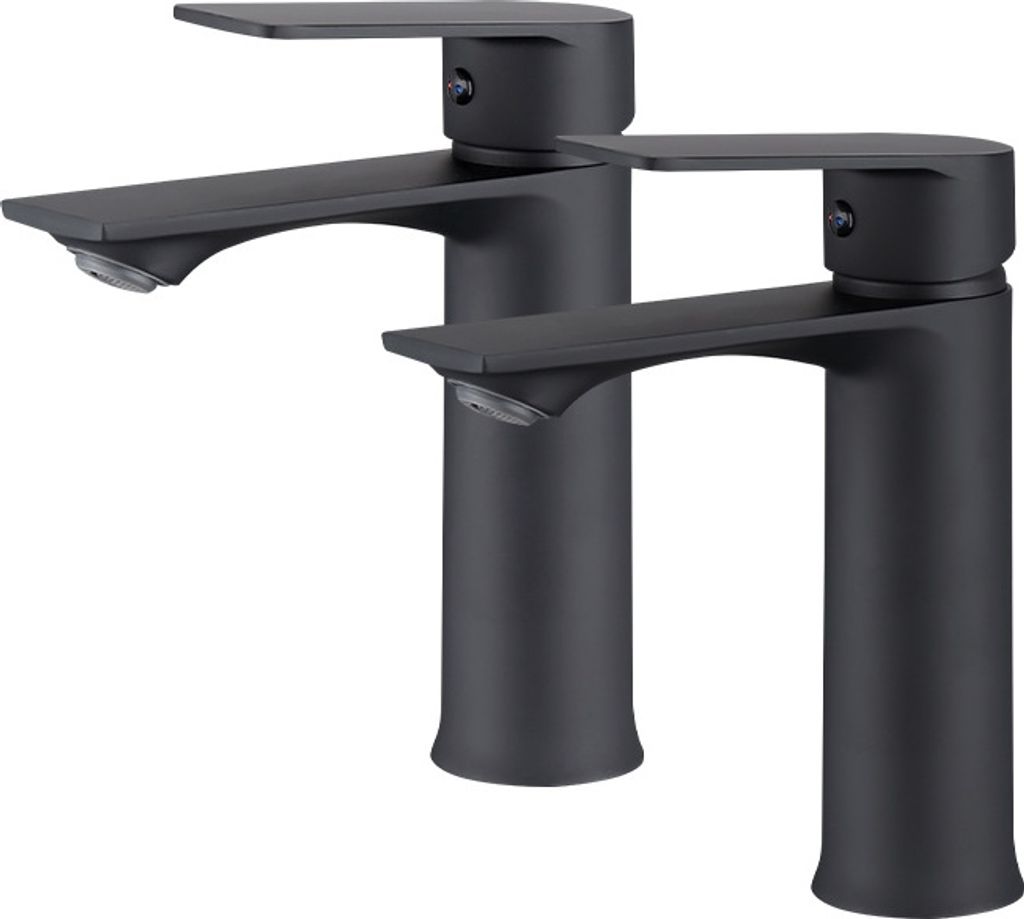 2pcs Wasserhahn Schwarz Badarmaturen mit 15° geneigtem Auslauf, Armatur für Waschbecken Waschtischarmatur wassersparend,Mischbatterie Einhebelmis...