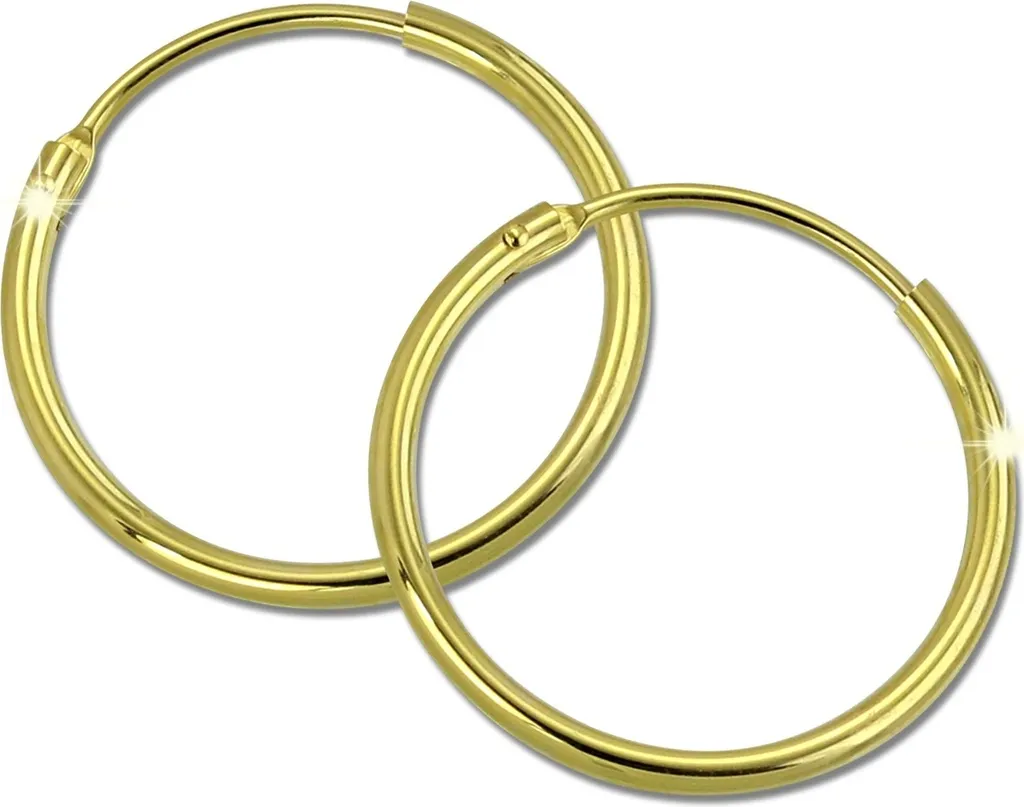 Boucles d'oreilles créoles en or jaune 333 véritable pour femme