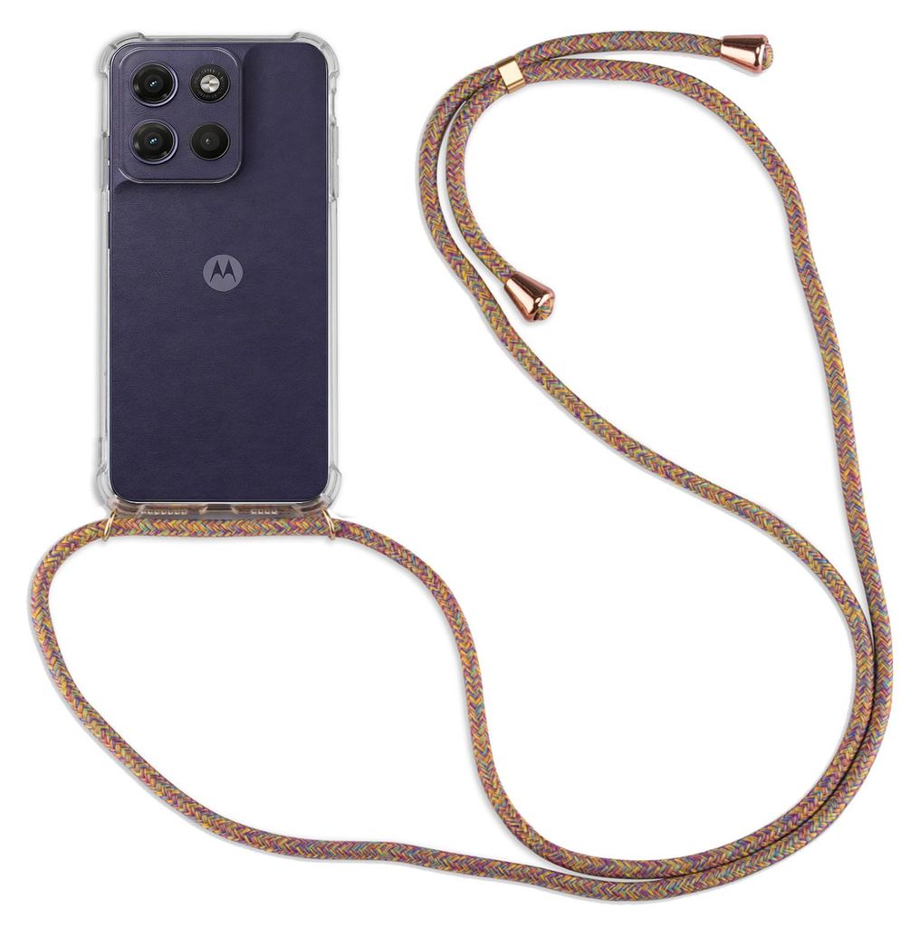 Handykette für Motorola Moto G17 Hülle mit Band Case Kordel in Rainbow