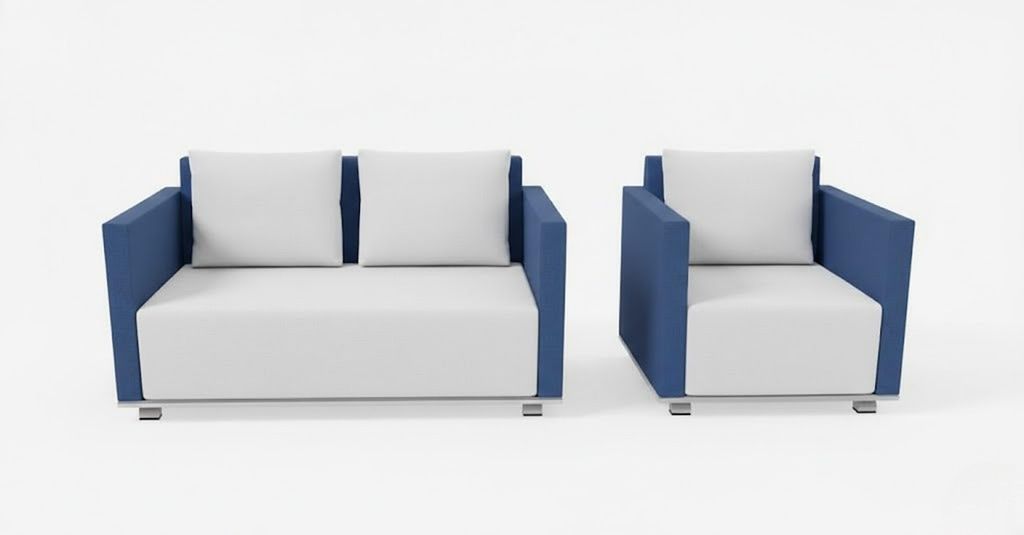 Minimalistisches Sofa-Set Modernes Design Blaue Farbe Glatte Ecken