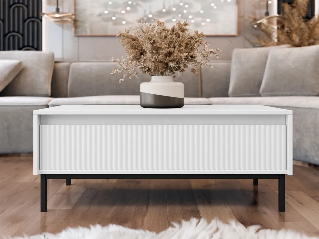 Tavolino REMY Bianco Glossy | Arredamento Smart per la Tua Prima Casa