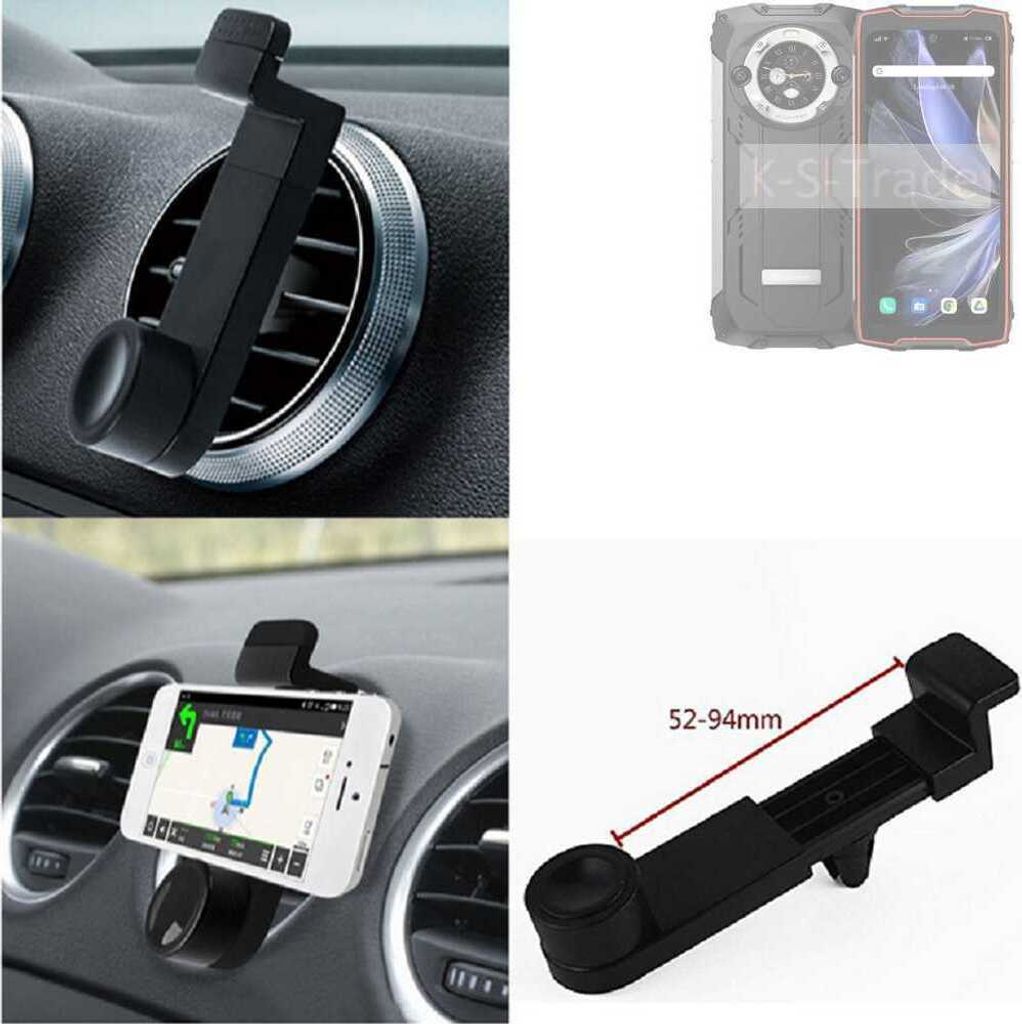 K-S-Trade Lüftungshalterung kompatibel mit Blackview BV9300 Pro KFZ-Halterung Autohalterung Handy-halterung Lüftungsgitter Lüftungsschlitze Schwarz