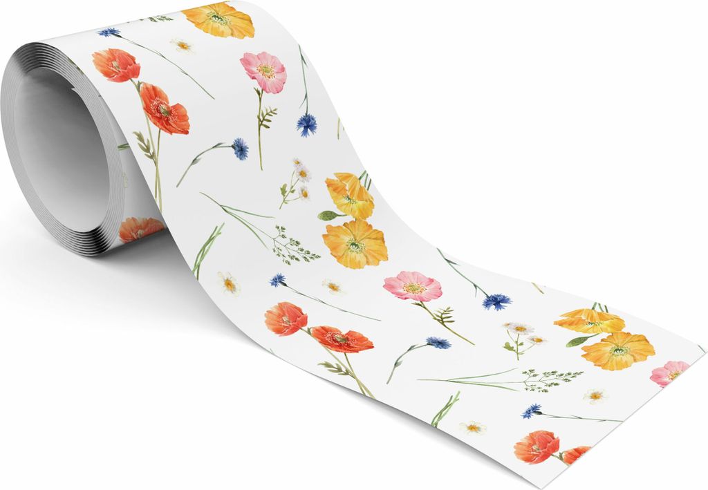 Muralo Selbstklebende Bordüre Tapetenbordüre Feldblumen Pflanzen Natur Wandtattoo