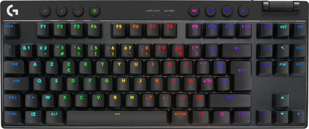 Logitech G PRO X TKL, Kabellos, RF Wireless + Bluetooth, Mechanischer Switch, AZERTY, RGB-LED, Schwarz