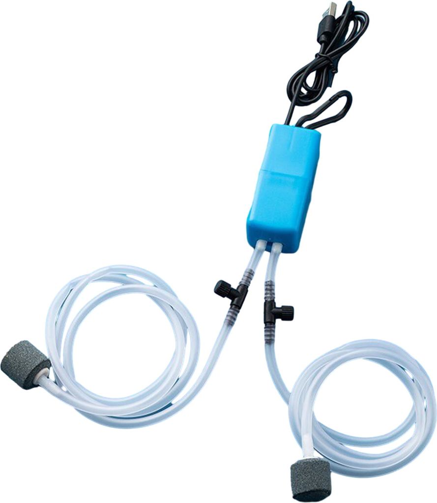 1 Set Sauerstoffpumpe Dual Tube Design Mini Aquarium Luftpumpe Kit Ultra-leise USB Ladepumpe für Aquarium