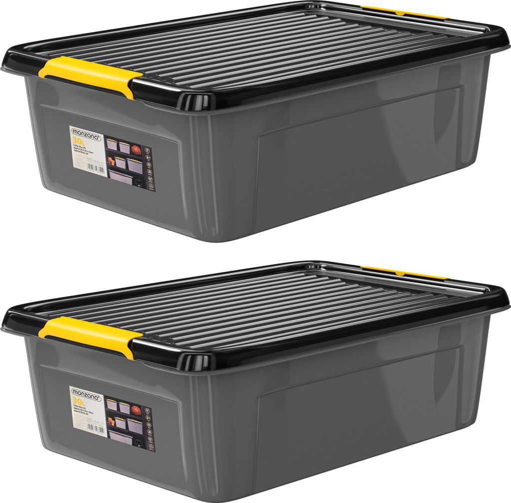 MONZANA® 2x Caisse de rangement 30 L robuste avec couvercle Image du produit 