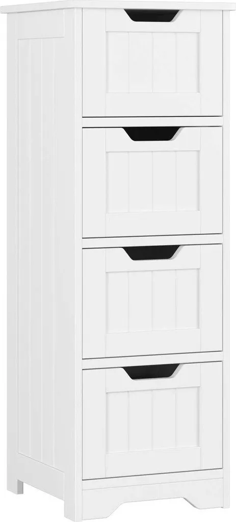 Rangement Salle de Bain Pratique Colonne Blanche 4 Tiroirs Happyment