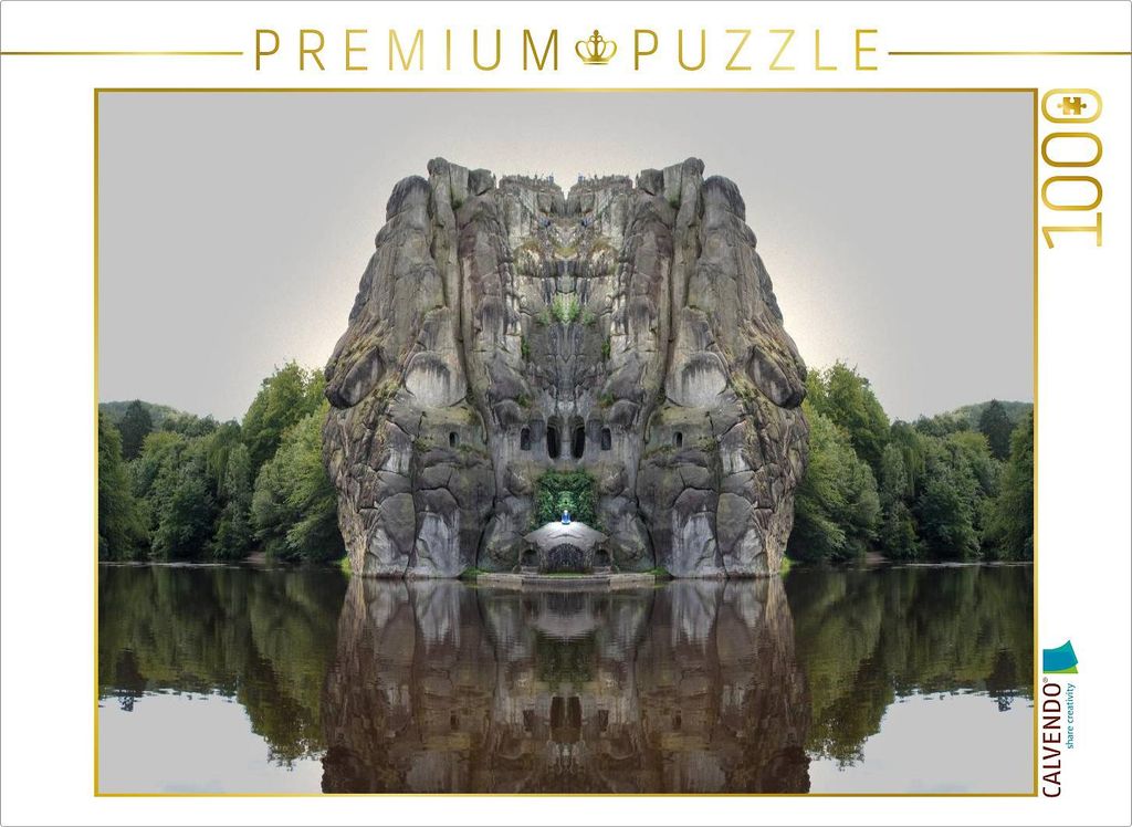 CALVENDO Puzzle Spiegelwelt - die Externsteine | 1000 Teile Lege-Größe 64x48cm Foto-Puzzle für glückliche Stunden