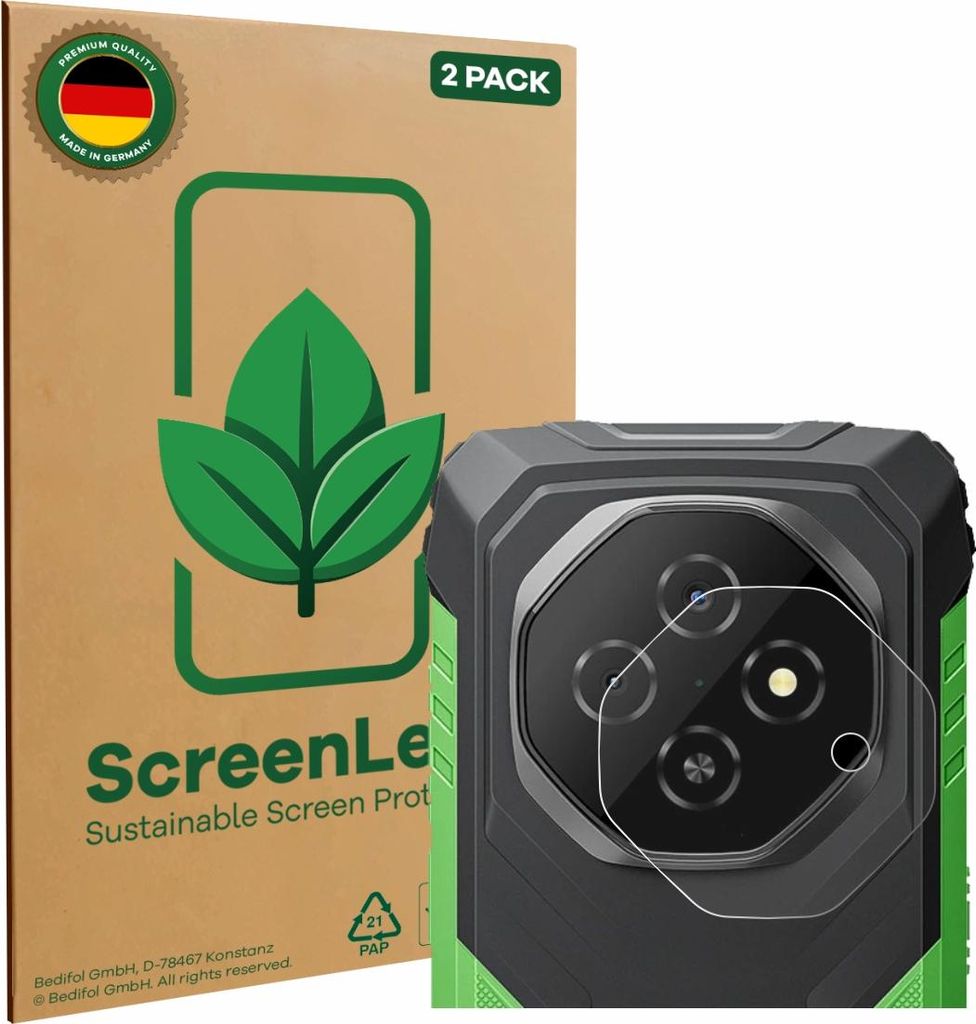 2x ScreenLeaf Schutzfolie für Blackview Fort 1 (NUR Kameraschutz) nachhaltiger Displayschutz Display Schutz Folie Klar Transparent