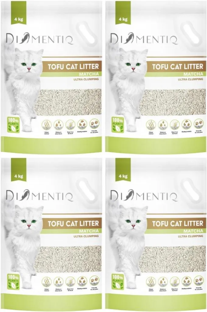 Lettiera DIAMENTIQ Tofu Matcha 4 kg: Design Sostenibile per Gatti