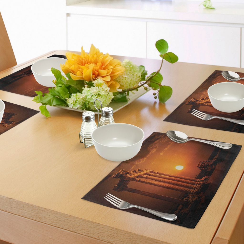 ABAKUHAUS Uralt Platzmatten, Antike antike Rom Imperium Monumente Spalten Statuen mit Sun Bild, Tiscjdeco aus Farbfesten Stoff für das Esszimmer u...