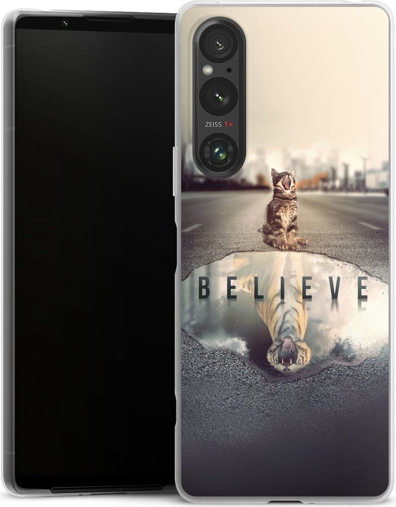 DeinDesign Slim Hülle für Sony Xperia 1 V Silikon Case Ultra Dünn Handyhülle Motivation Tiere Tiger
