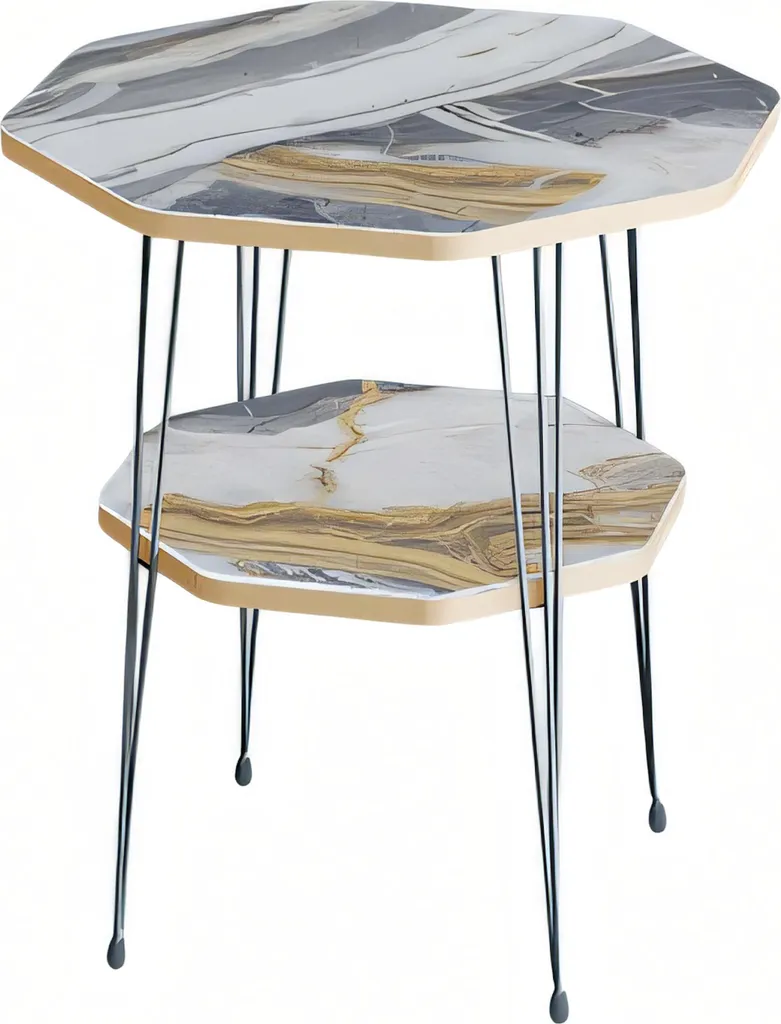 Table d'appoint grise pour salon moderne - Support décoration métal chic