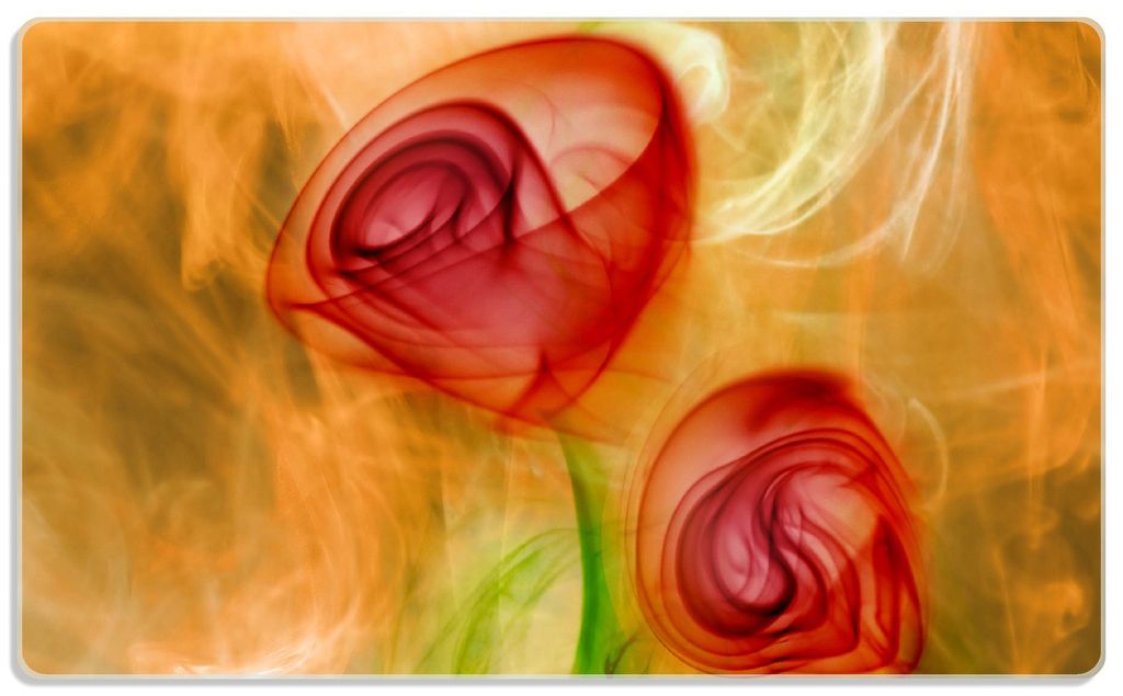 Wallario Frühstücksbrettchen aus Glas, je 14 x 23 cm, mit rutschfesten Füßen, Motiv Abstrakte Rosen