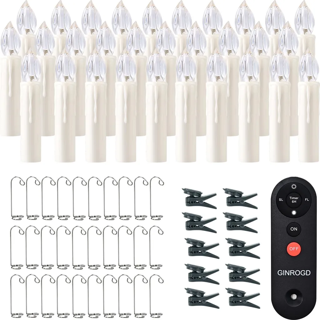 Candele LED Albero di Natale 30 Pezzi Bianco Caldo | Wireless e Sicure